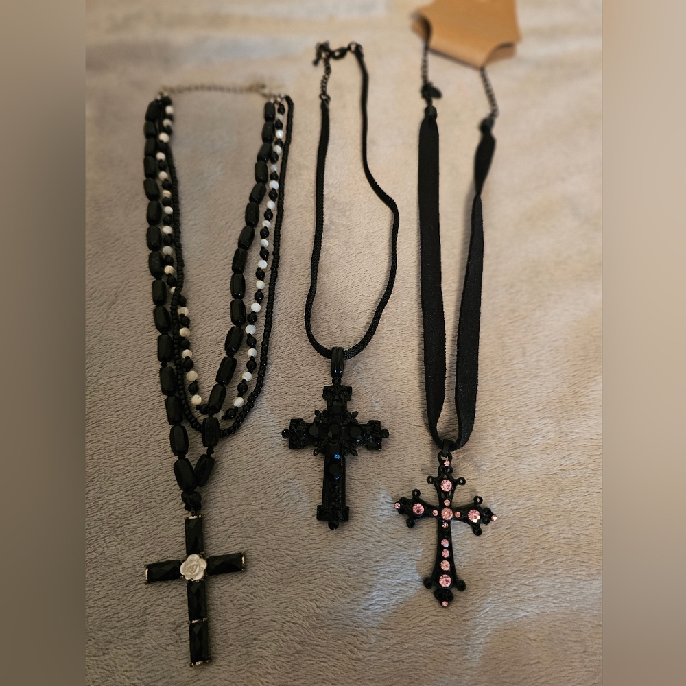 Beaded & Rhinestone Cross Necklaces